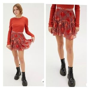 Urban Outfitters Burnout Velvet Flippy Mini Skirt Small